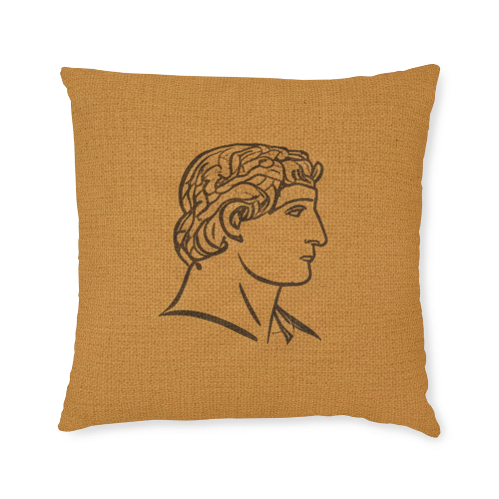 END USER INTERIORS PROTO-VANITY Classical Bust Square Pillow – Ancient Greek Profile Decorative Throw Pillow